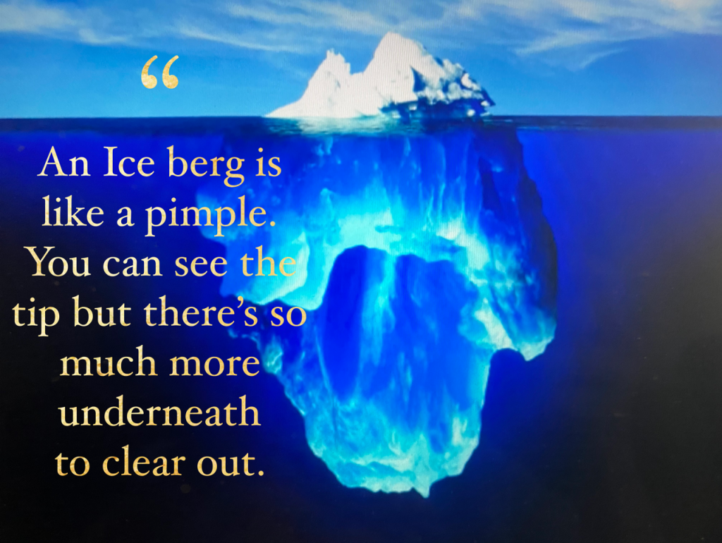 And Ice Berg can represent a pimple on the skin.